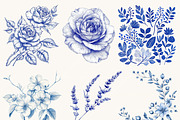 Vintage Line Art Floral Clipart, an Object Illustration by SparkyDesignsUS (Thumbnail 2 of 9)