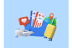 3D travel concept with tickets, a Transportation Illustration by ModVector