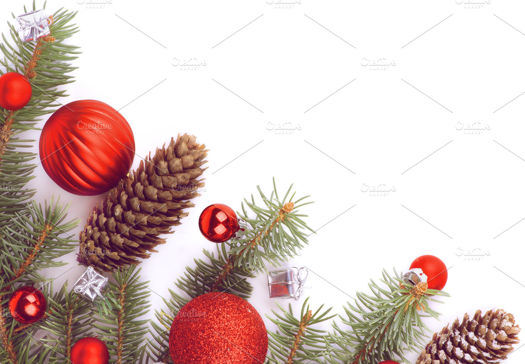 Christmas decoration containing frame, christmas, and fir cone, a Holiday Photo by zhekos