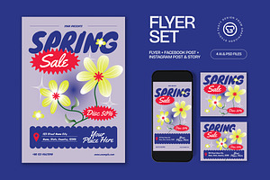 Purple Bold Spring Sale Flyer Set, a Flyer Template by graphicook