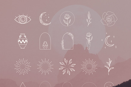 White Logo Elements, Frames, Sunburs, an Icon by Olya Creative