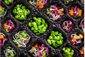 A close-up view of radish, amaranth, a Food & Drink Photo by ZinetroN