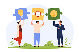Teamwork Puzzle Pieces design, a Person Illustration by Flashvector
