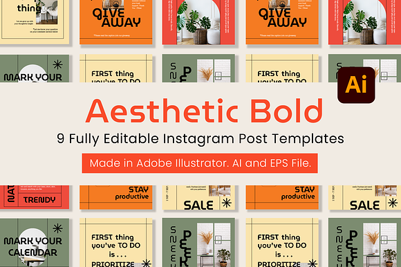 Aesthetic Bold Instagram Post Template preview 7