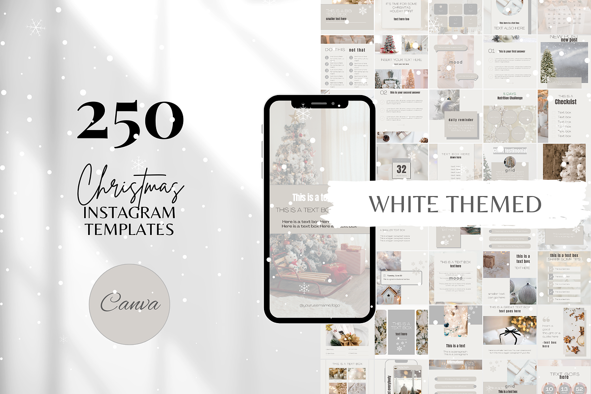 White Christmas Instagram Templates, a Social Media Template by SociallyyCreative (Photo 1 of 10)