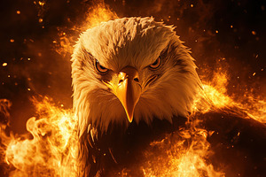 Bald eagle rises triumphantly from, a Photo by Pavel_design