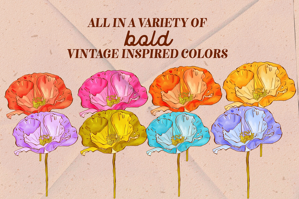 Retro Wildflowers - Bold Flowers, a Texture Illustration by Dear Darling Design (Photo 3 of 11)