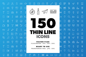150 Thin Line Icons