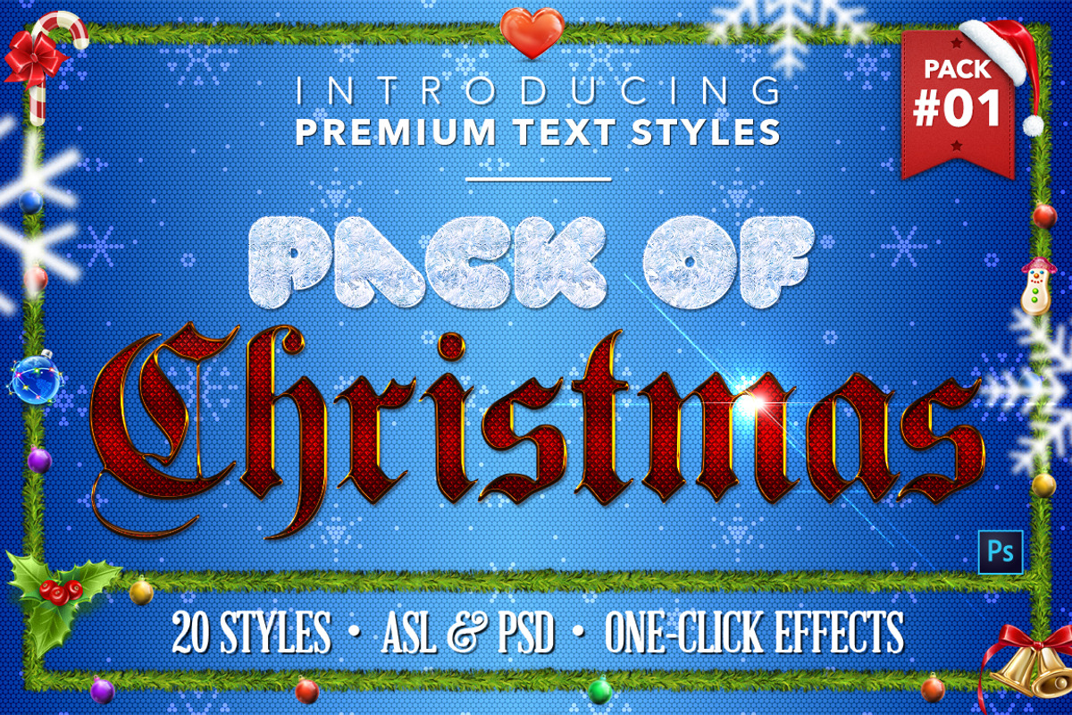 Christmas Pack #1 - Text Styles, a Layer Style Add-On by Jonas Stensgaard (Photo 1 of 23)