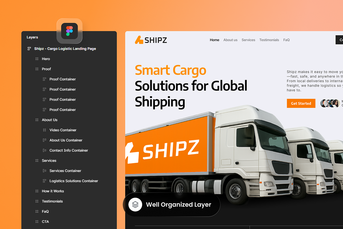 Shipz - Cargo Logistic Landing Page, a Websites & App Template by SLAB! Design (Photo 2 of 4)