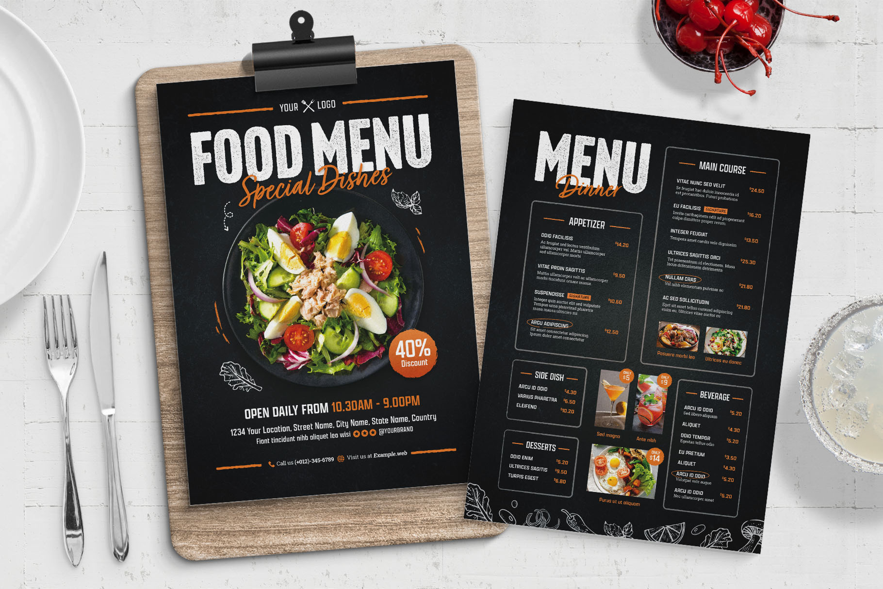 Food Menu Template, a Flyer Template by BrandPacks