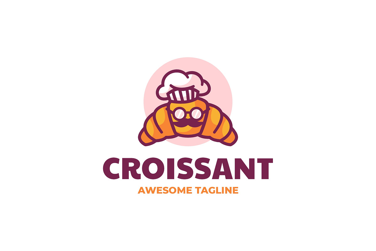 Croissant Mascot Cartoon Logo, a Branding & Logo Template by Artnivora.Std