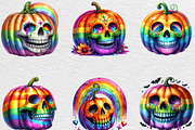 Halloween Skull Pumpkin Clipart, an Illustration by Black Bird Studio (Thumbnail 2 of 6)