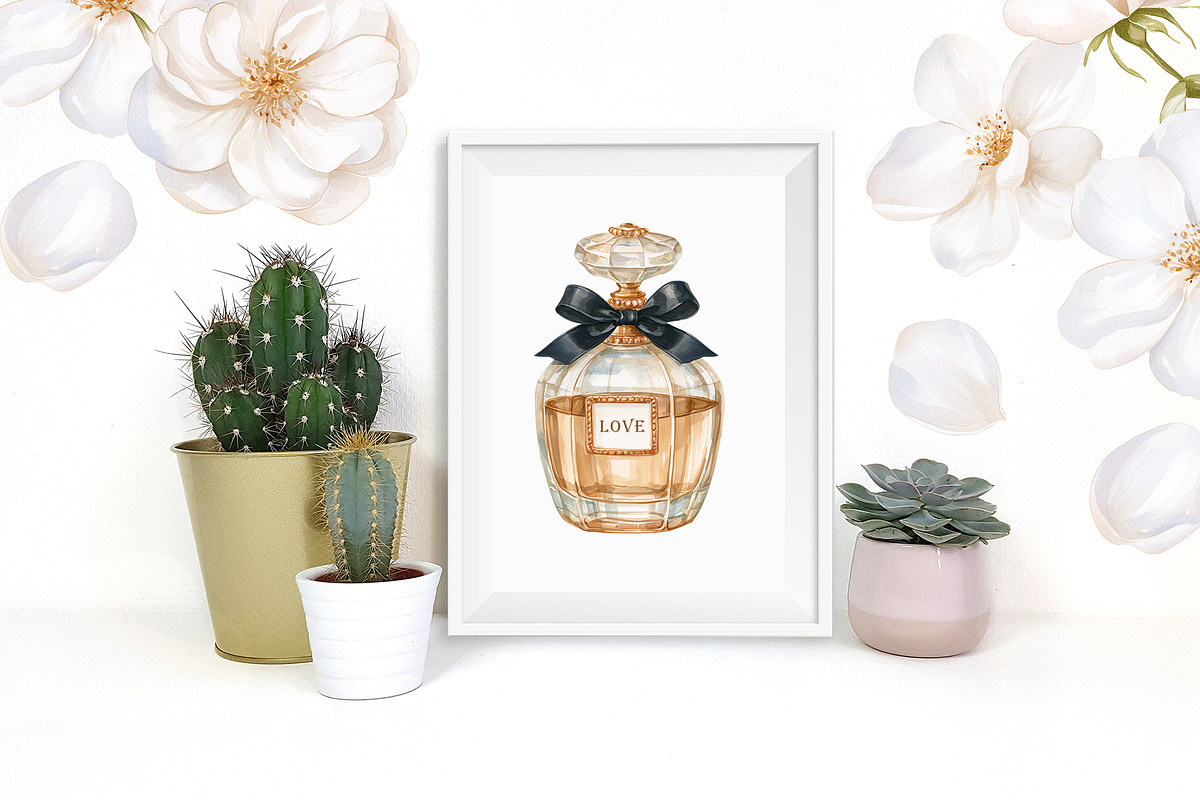 Vintage Perfume Watercolor Cliparts, a Person Illustration by NataliMiasStore (Photo 3 of 3)