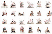 Blush Book Lover Clipart Bundle, an Illustration by DreamCafeArt (Thumbnail 2 of 10)