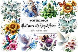 Wildflowers with Winged Animal