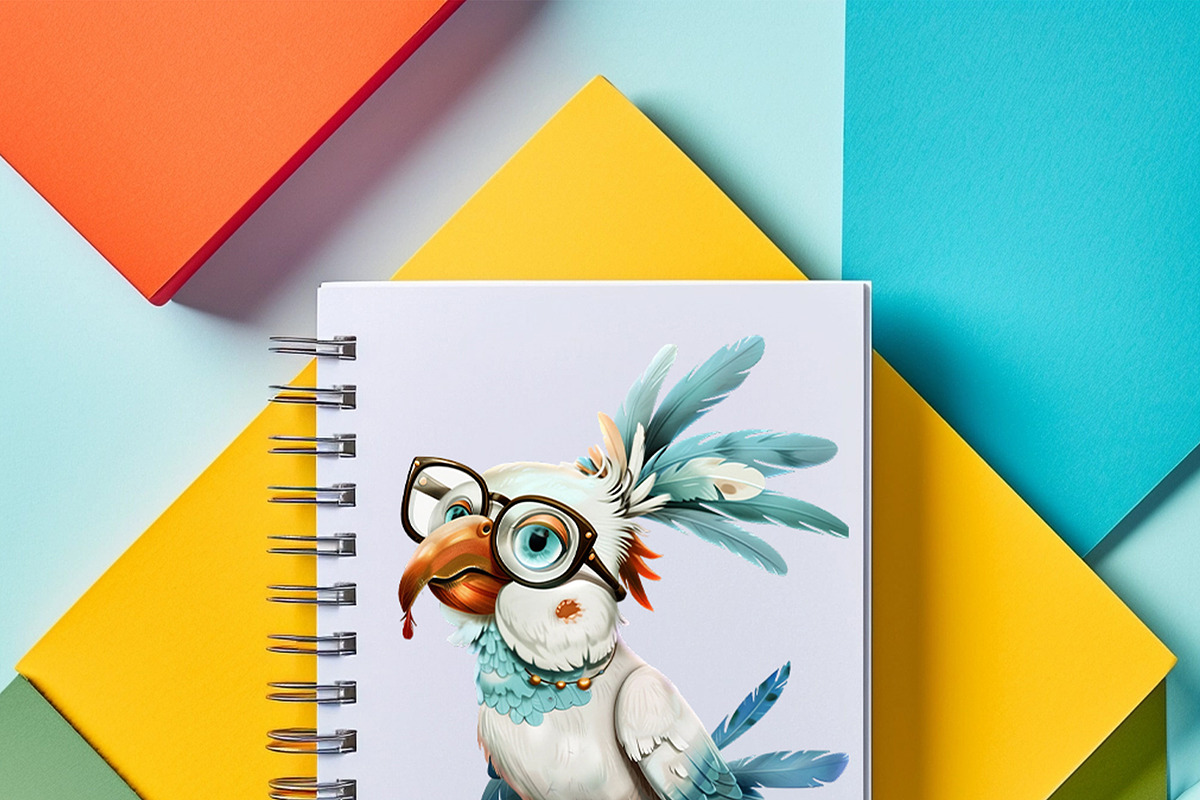 Quirky Funny Parrots Clipart, an Animal Illustration by Fusion Dream (Photo 6 of 7)