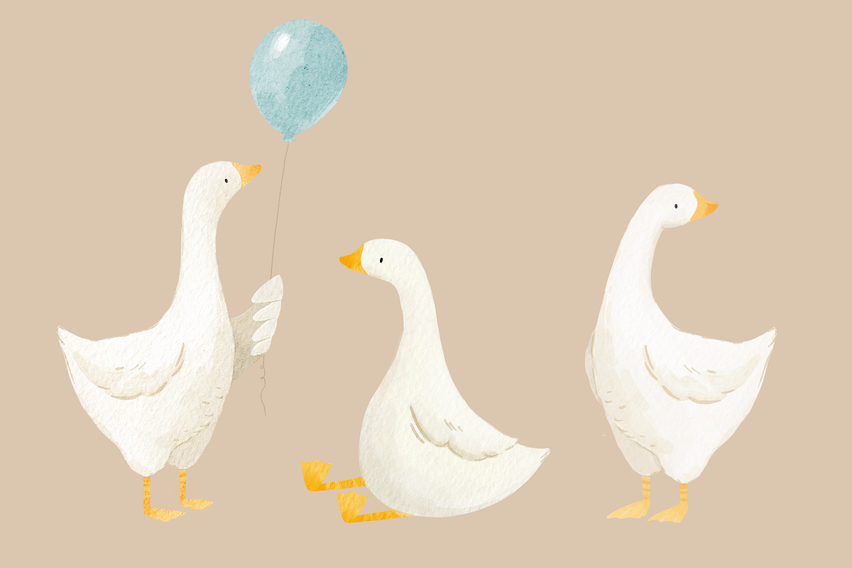 Watercolor Goose PNG Set, an Illustration by Lembrik's Artworks (Photo 2 of 3)