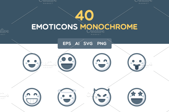 Emoticons monochrome preview 3