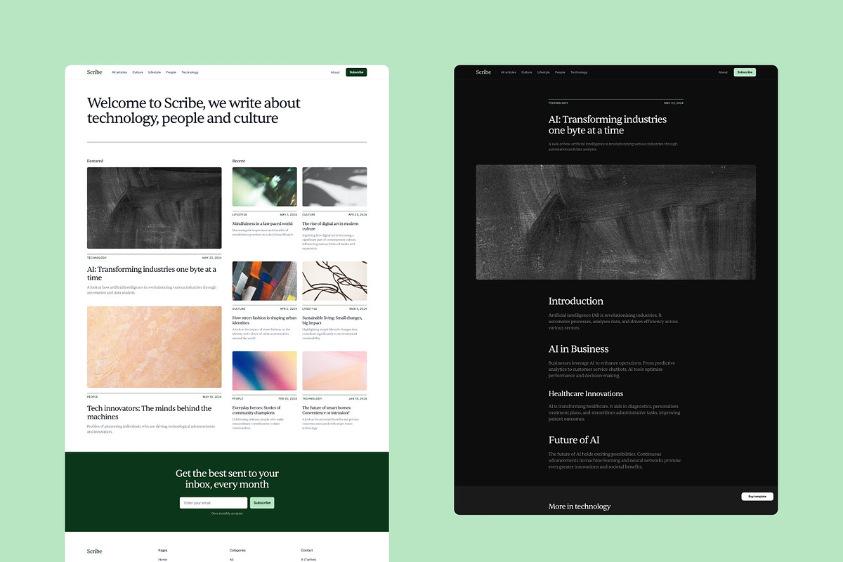 Scribe Blog Template · Framer, a Landing Page Template by Bryn Taylor (Photo 2 of 5)