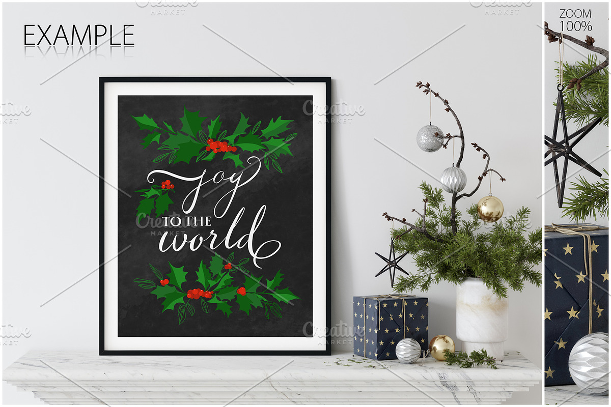Christmas Frame & Wall Mockup Bundle, a Print Template by Yuri-U (Photo 7 of 22)