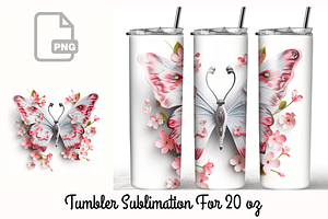 3D Butterfly Flower Tumbler Wrap