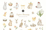 Happy Easter. Watercolor clipart, an Animal Illustration by Kreker Kate (Thumbnail 2 of 10)