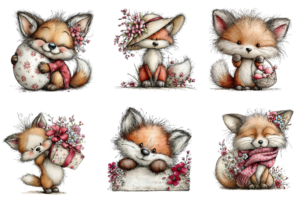 Whimsical Easter Fox Clipart, an Illustration by Dream Creation (Photo 5 of 6)