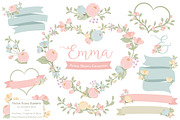 Pastel Floral Heart Wreath Vectors, an Illustration by Amanda Ilkov (Thumbnail 1 of 5)