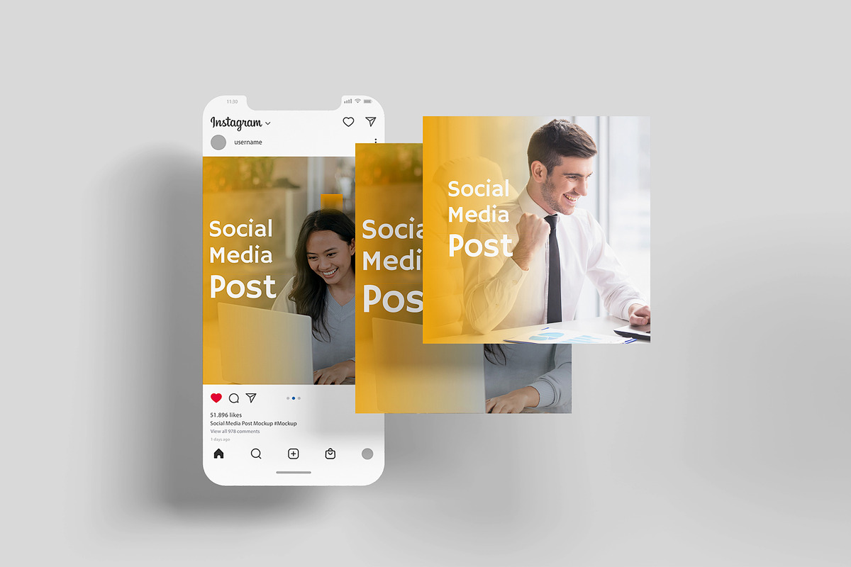 Social Media Post Mockup, an iPhone Mockup by Getdesign (Photo 2 of 5)