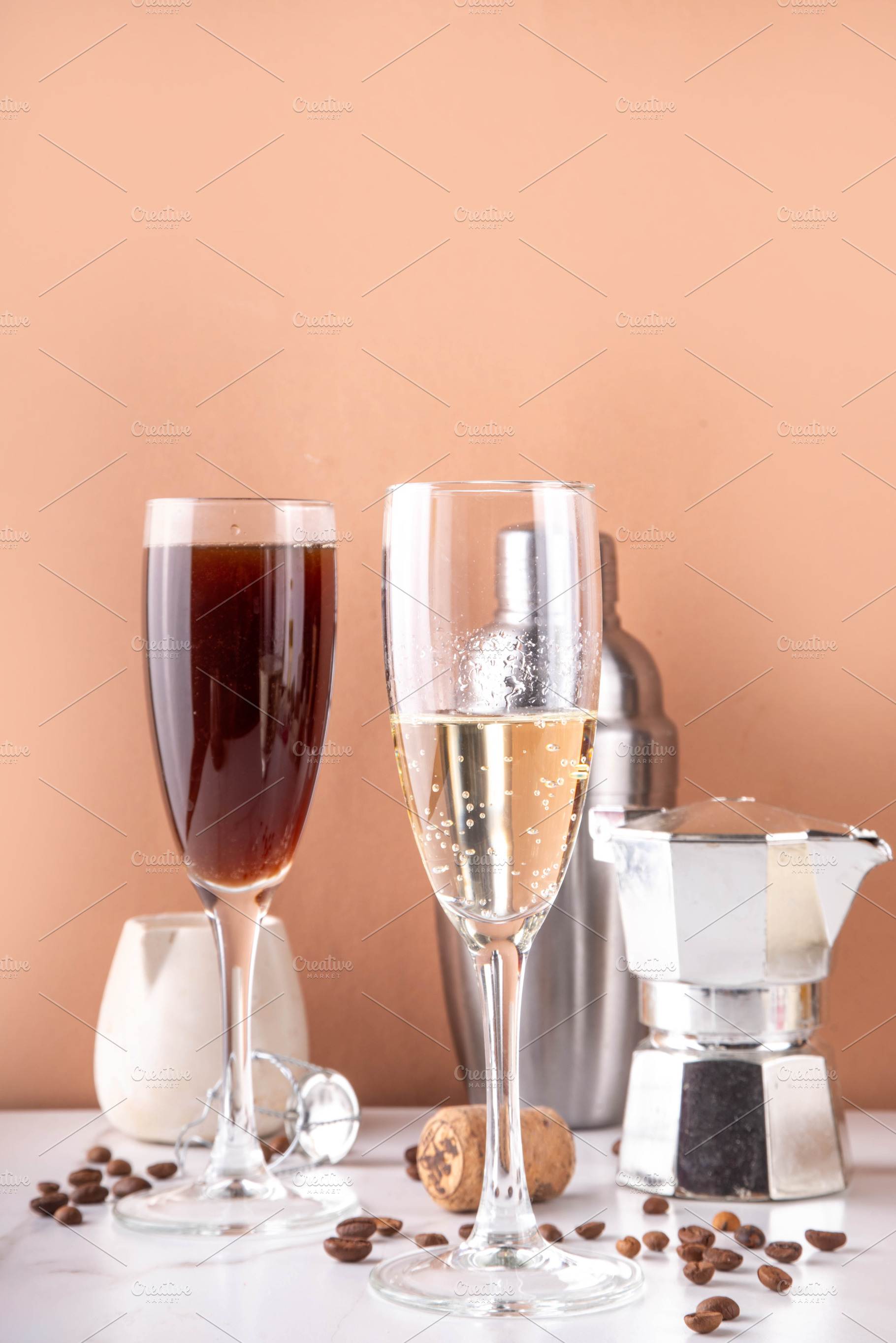 Champresso, champagne and espresso sparkling alcohol cocktail, a Food & Drink Photo by Rimma