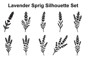Lavender Botanical Silhouette Set