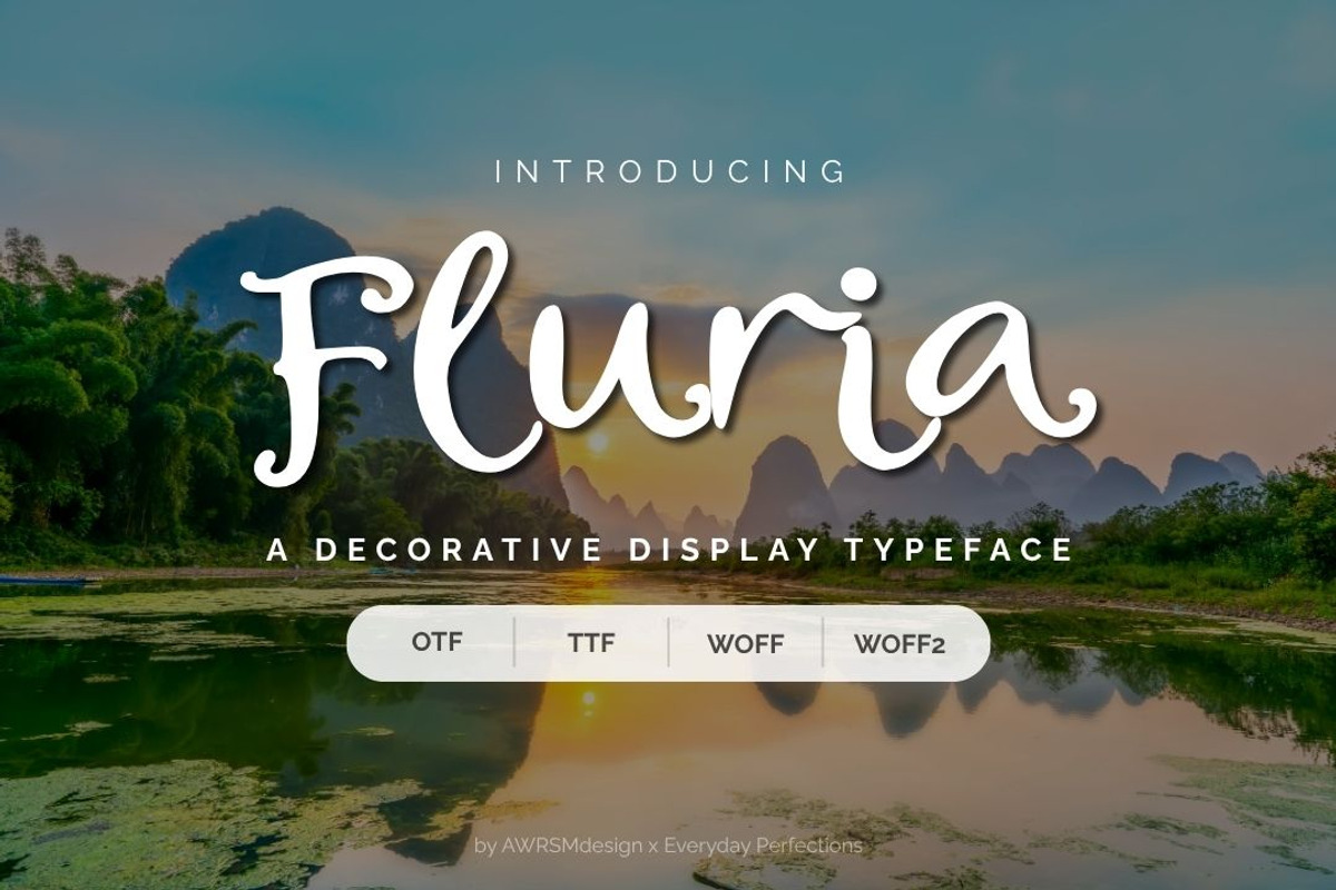 Fluria | Unique Decorative Font, a Handwritten Font by Everyday Perfection (Photo 1 of 5)