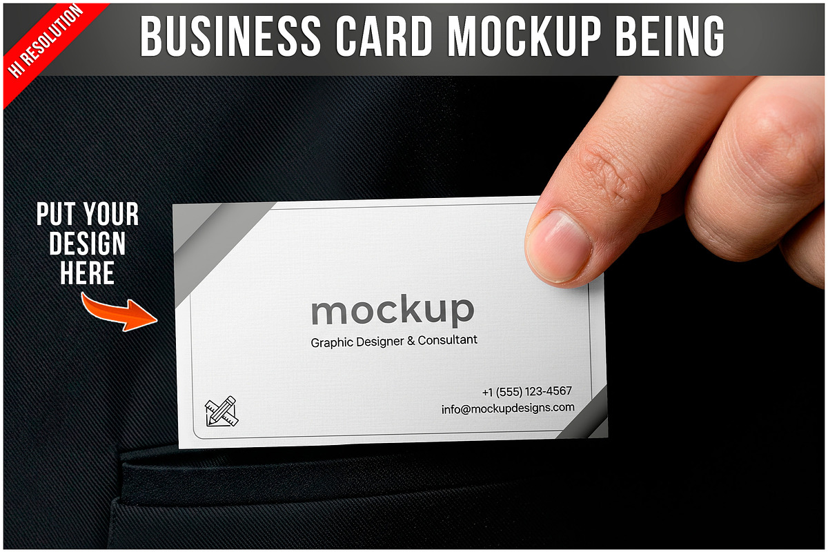 Business Card Taken Out Of Pocke PSD, a Product Mockup by Bruno's Shop (Photo 1 of 3)
