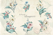 Vintage Garden Flowers, a Decorative Illustration by Evenif (Thumbnail 2 of 22)