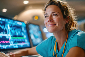 Healthcare professional operating medical imaging technology, a Health & Medical Photo by AlyaAnd