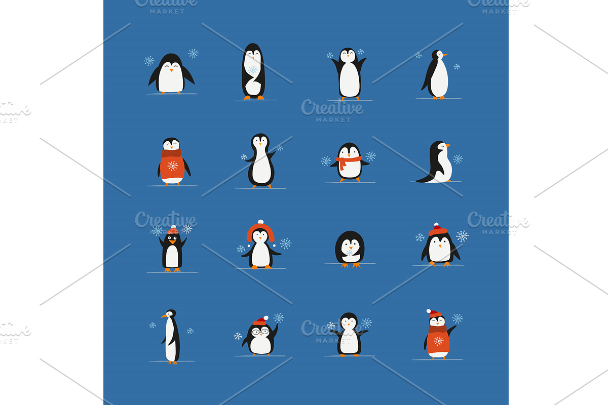 Funny Penguins. Icons collection, an Animal Illustration by Kudryashka