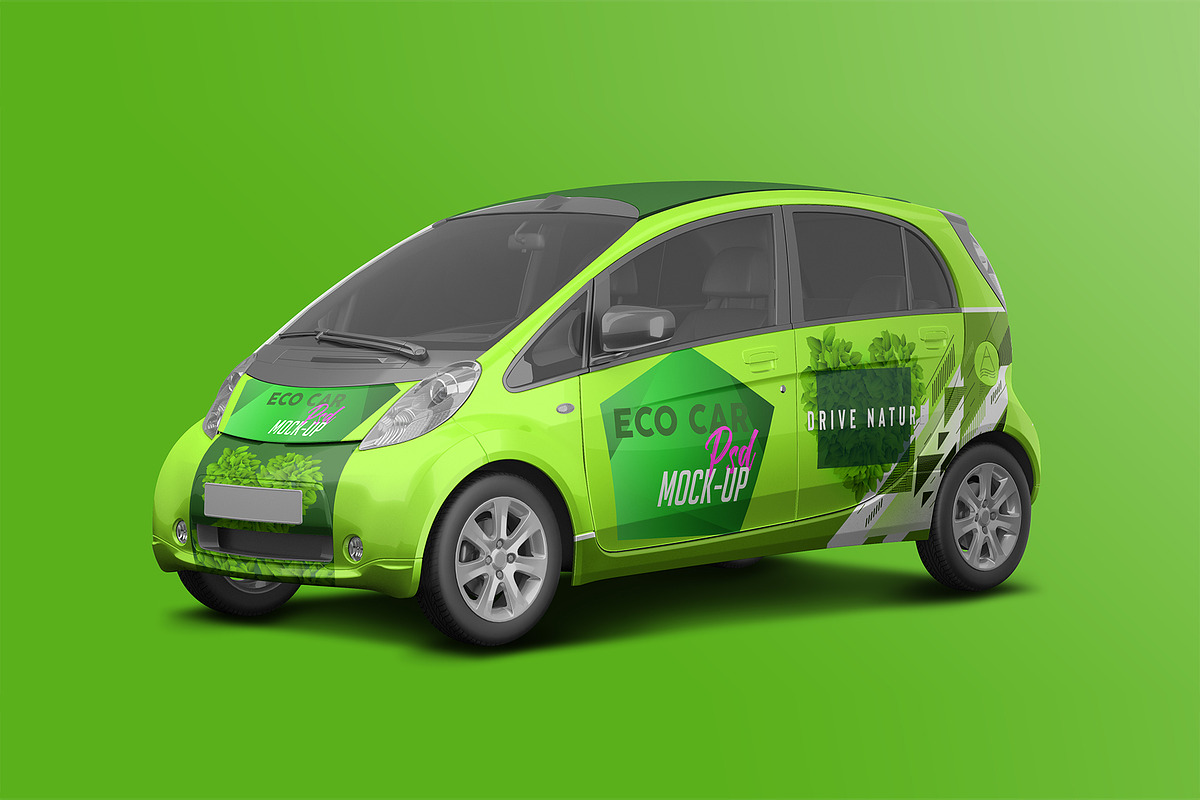 Realistic Electric Car PSD Mockup, an Advertising Mockup by Sinlatown (Photo 2 of 6)