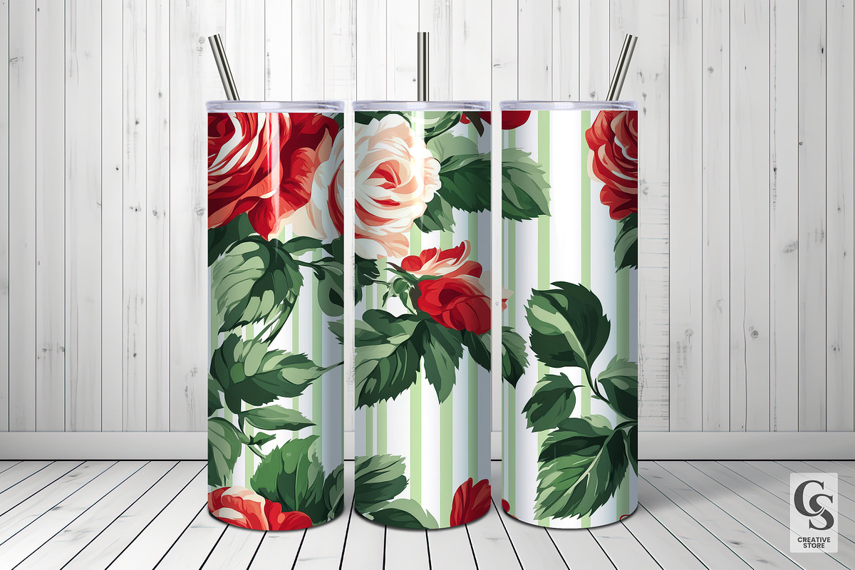 Red Green Floral Bouquet Patterns, a Pattern Graphic by Creative Store (Photo 3 of 5)