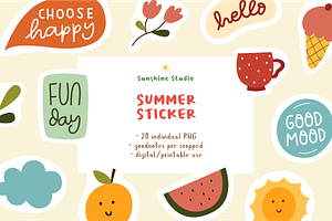 Summer Digital Stiker for Goodnotes, an Illustration by Suntype | Sunshine Std