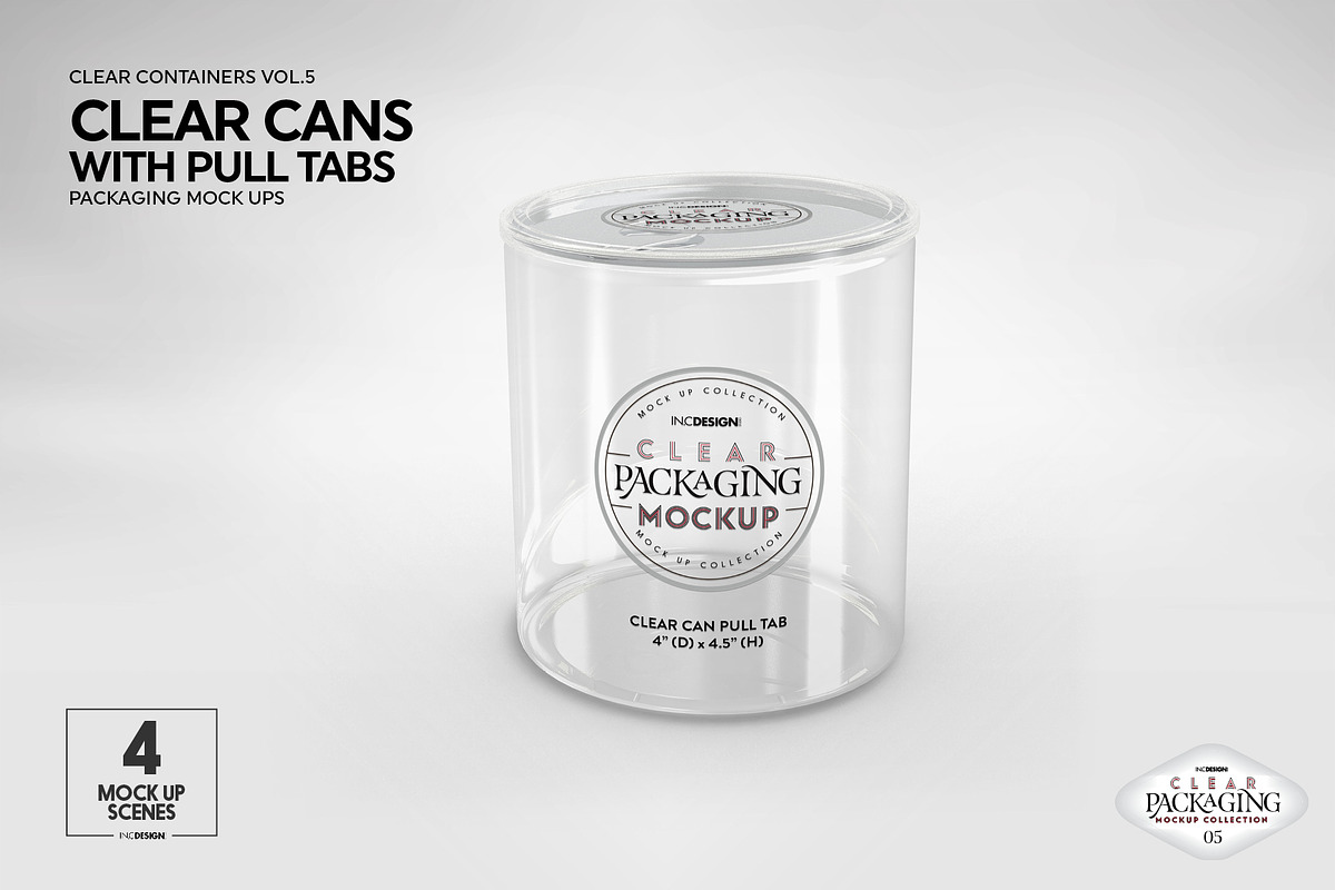 Clear Cans with Pull Tabs Mockup, a Packaging Mockup by INCDesign (Photo 9 of 15)