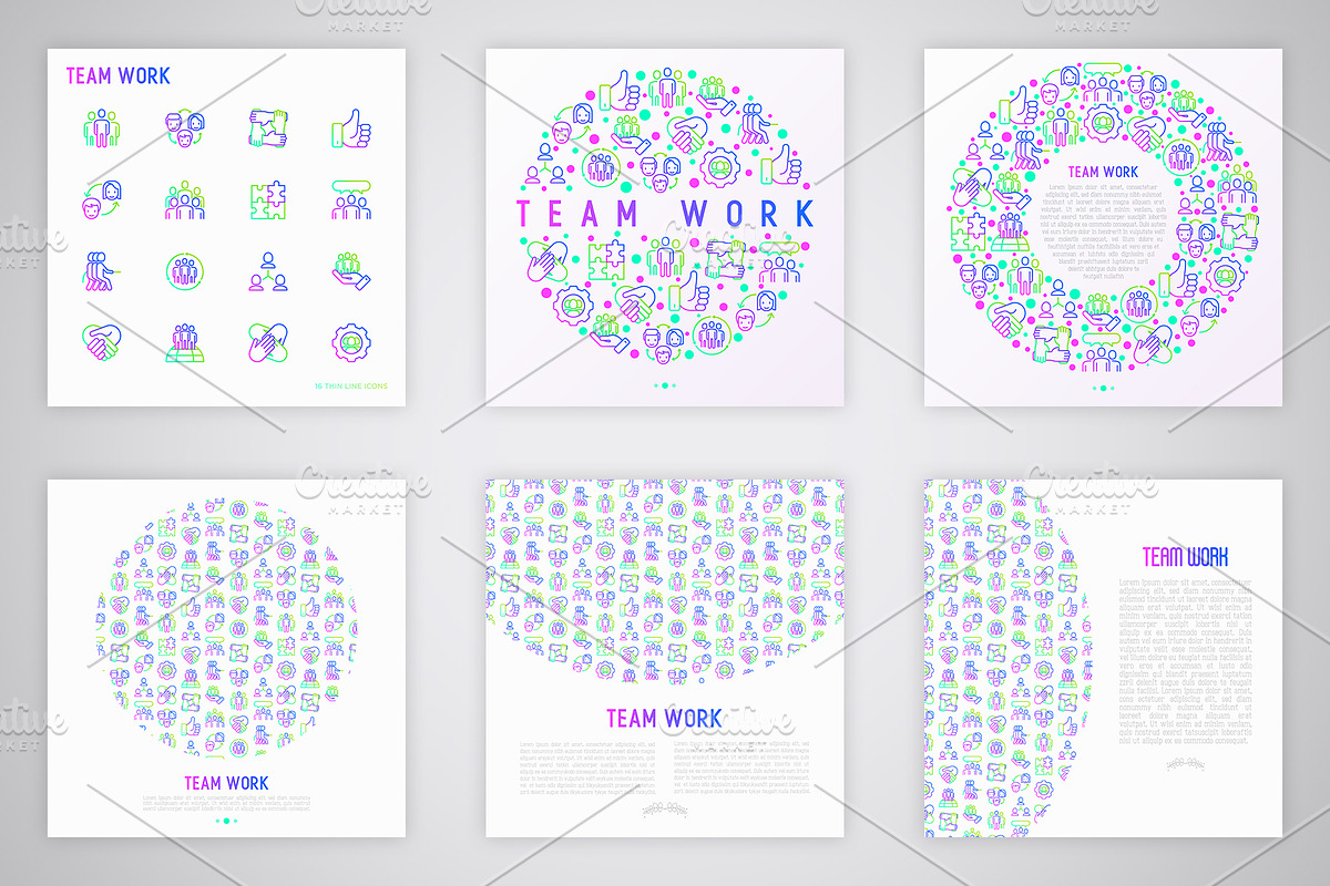 Team Work Icons Set | 30 Templates, an Outline Icon by Alex Blogoodf
