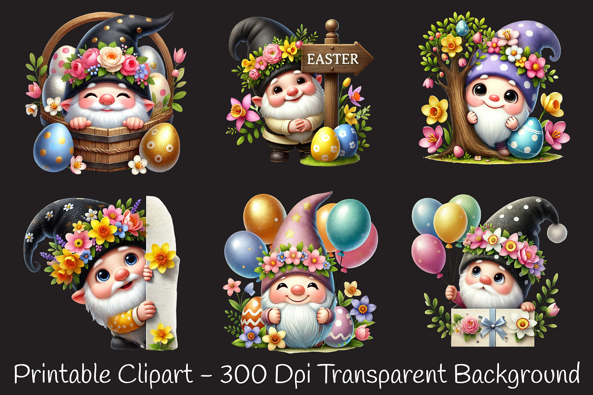 Easter day gnome peeking clipart, an Illustration by RobertsArt (Photo 4 of 7)