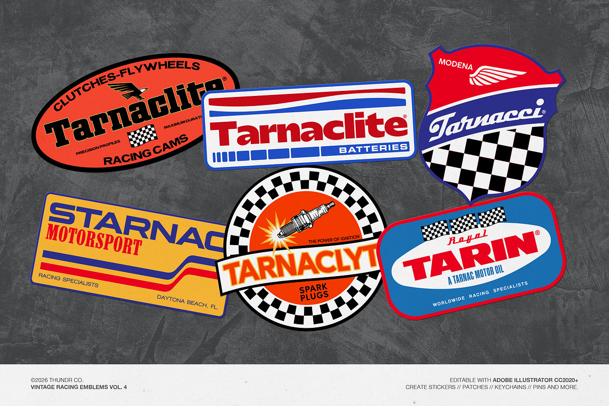 TARNAC | Vintage Racing Emblems v.4, an Object Graphic by Thundr Co.