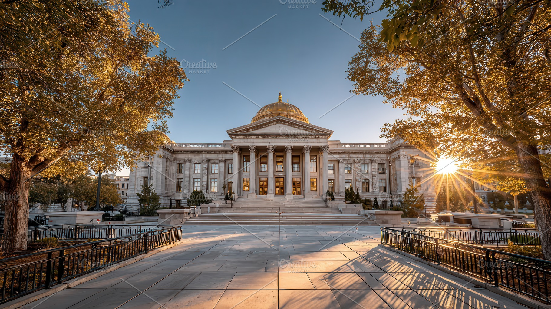 Golden Sunrise Utah State Capitol Bu, a Photo by Pixeness Studio