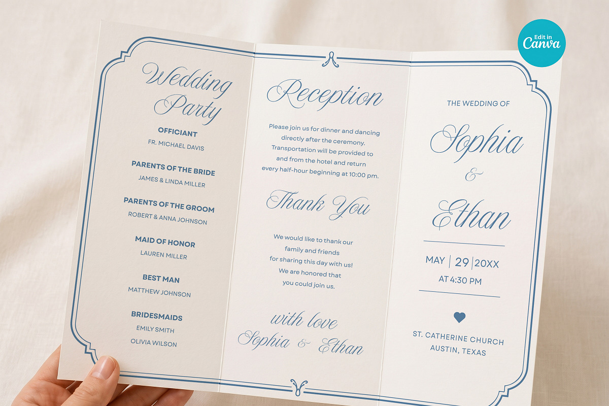 Blue Wedding Program Template, an Invitation Template by Arslan (Photo 1 of 4)