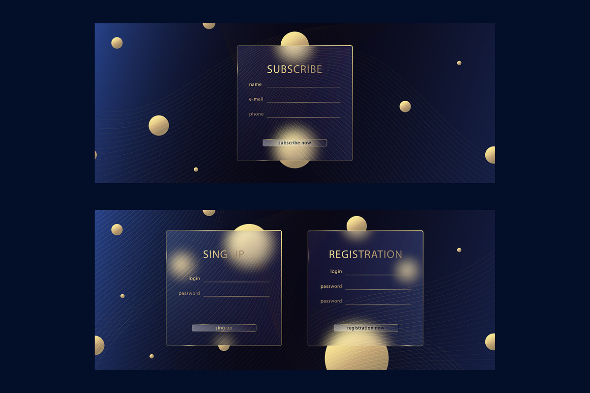 Glassmorphism effect designs, Vector, a Stationery Template by Zimages (Photo 2 of 10)