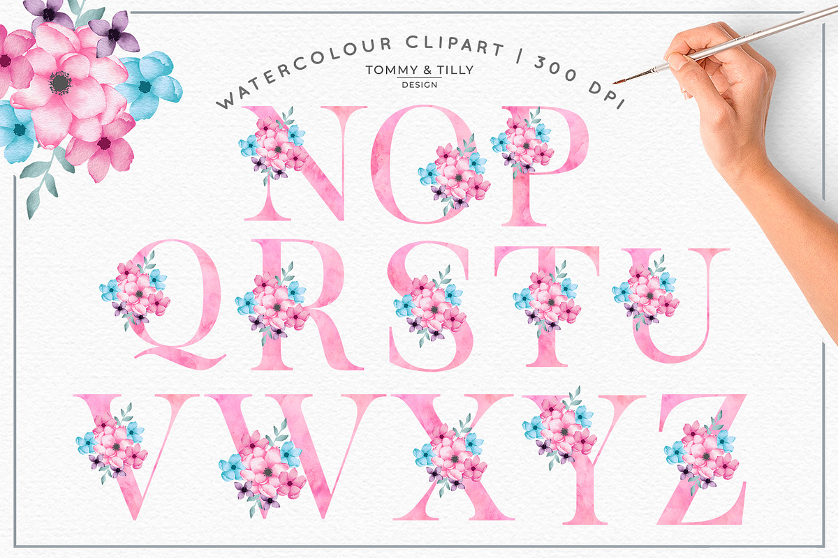 Pink Bouquet Alphabet PNG, an Illustration by Tommy & Tilly Design (Photo 3 of 4)