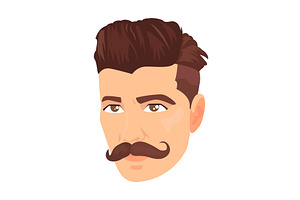 Mustache Icon. Colored Vector