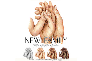 New Family Parents and Newborn Hands, a Person Illustration by EkaterinaViArt